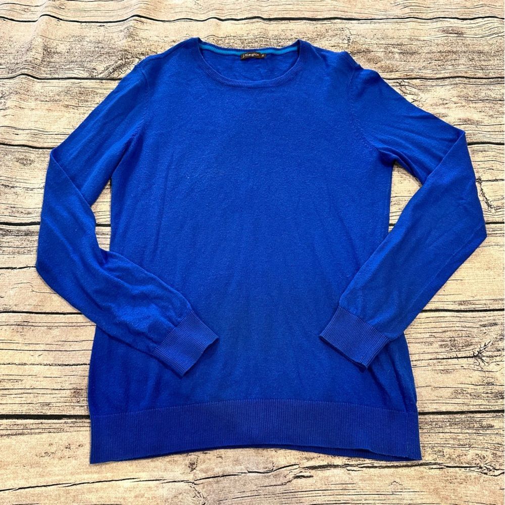 J. McLaughlin Vibrant Blue Cotton Cashmere Blend Crew Neck Sweater Size XS